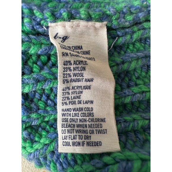 Vintage Y2K American Eagle Shawl Collar Sweater Large Marled Green Blue Grandpa - Picture 5 of 9